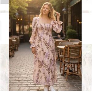 ‘House of Harlow’ Floral Long Sleeve Midi Dress
